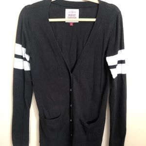 SO Black Varsity Cardigan Sweater Small